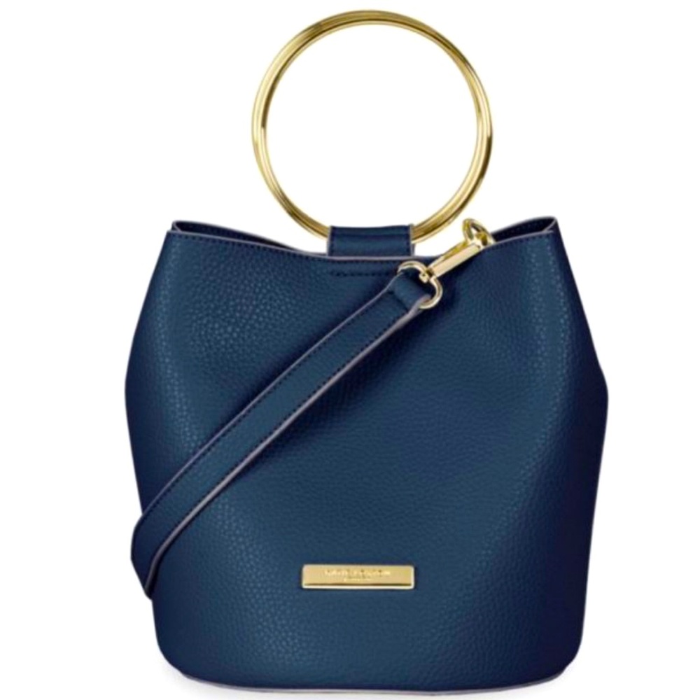 Elegant Navy Blue Handbag with Gold Accents